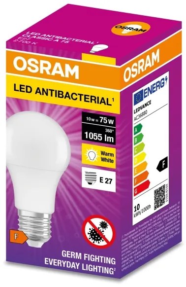 Lampadina LED Antibatterica A75 E27/10W/230V 2700K - Osram