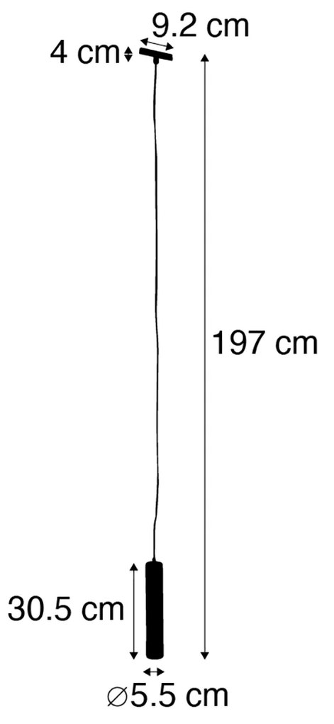Lampada a sospensione di design nera con adattatore per binario monofase - Slimline Tuba Small