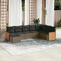 Set Divano da Giardino 8 pz con Cuscini Grigio in Polyrattan 3227929