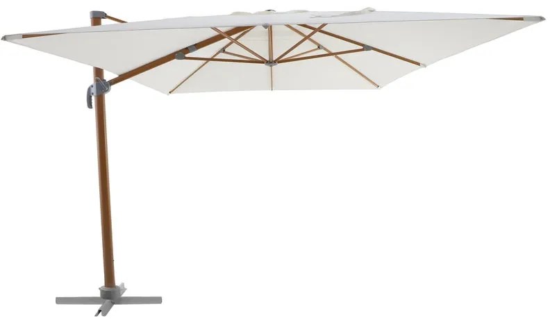 Ombrellone a palo laterale marrone AGORA NATERIAL con telo rettangolare bianco L 281 x P 386.5 x H 275 cm