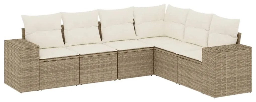 Set divano da giardino 6 pz con cuscini beige in polyrattan