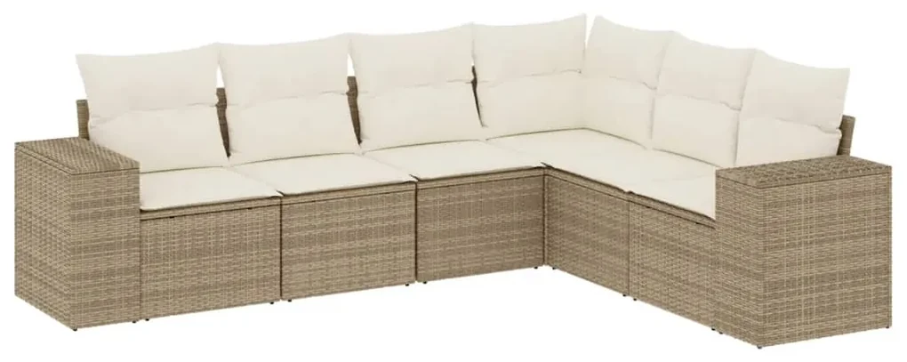 Set divano da giardino 6 pz con cuscini beige in polyrattan