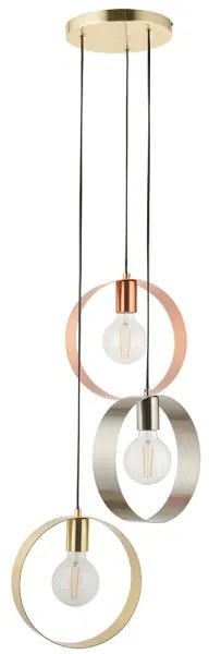 Endon 81922 - Lampadario a sospensione HOOP su cavo 3xE27/40W/230V dorato/ramato/cromo satinato