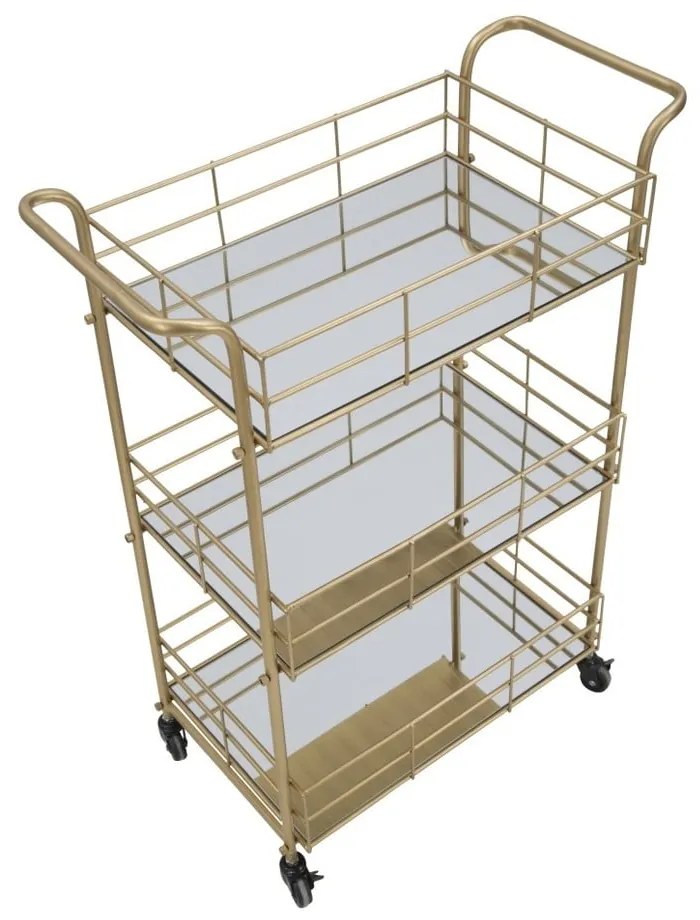 Carrello da portata a 3 piani con design Reo dorato Carrello - Mauro Ferretti