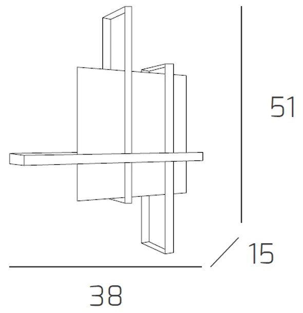 Applique Moderna Cross Metallo E Vetro Bianco 2 Luci E27 38Cm