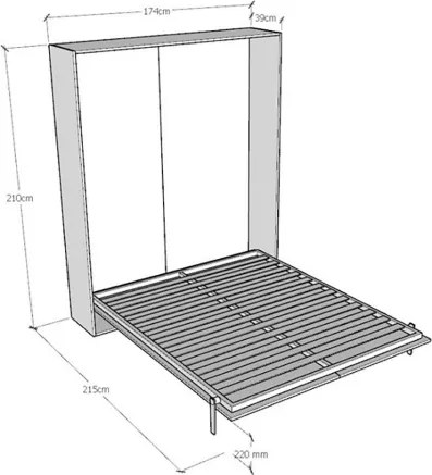 Letto matrimoniale THERES a scomparsa verticale Grigio 174x39xh210 cm