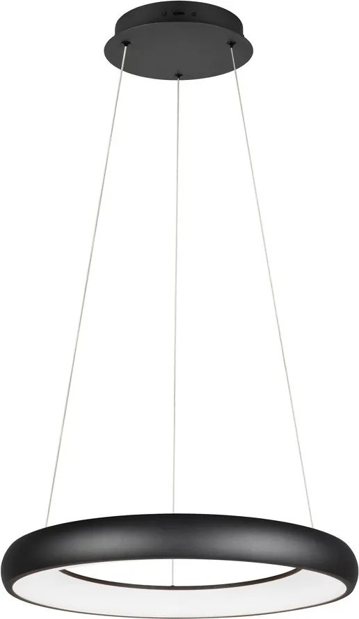 Lampadario nero opaco a LED dimmerabile con paralume in metallo ø 62 cm Cardona - Trio