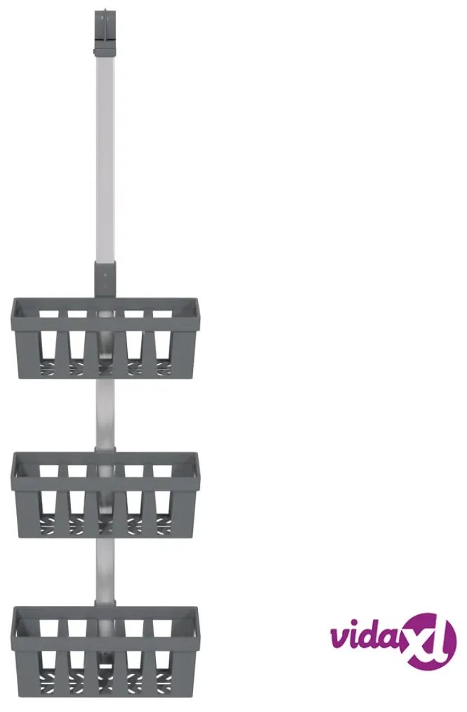 vidaXL Ripiani Pensili da Doccia 30x15x(67-105) cm in Alluminio