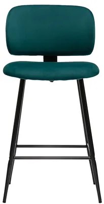 Sgabelli da bar in tessuto velluto blu petrolio e metallo nero H70 cm (set di 2) ATRIUM