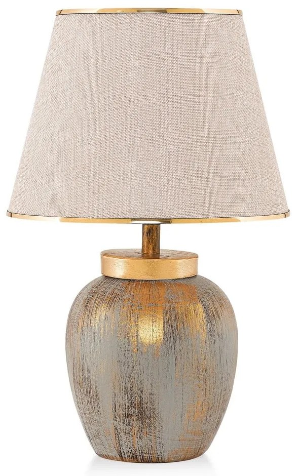 Lampada da tavolo color crema/dorata con paralume in tessuto (altezza totale 47 cm) Yakamoz – Opviq lights