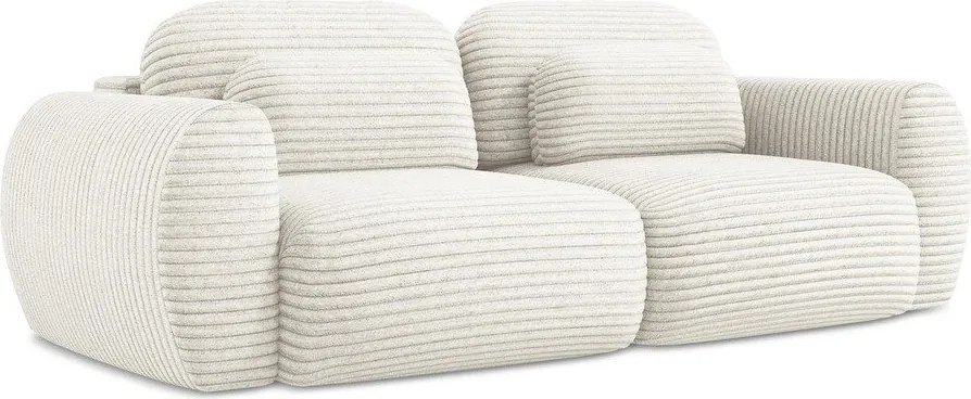 Divano beige allungabile/con contenitore con rivestimento in velluto a coste 266 cm Kini – Makamii