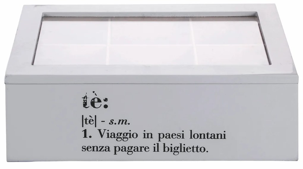 Scatola tè 6 scomparti grigio Victionary