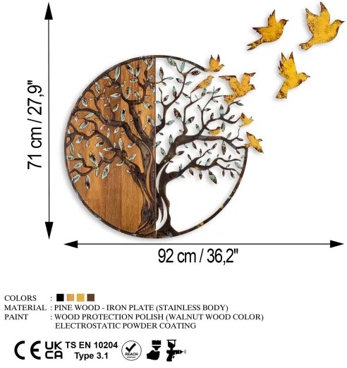 Decorazione da muro 92x71 cm albero e uccelli
