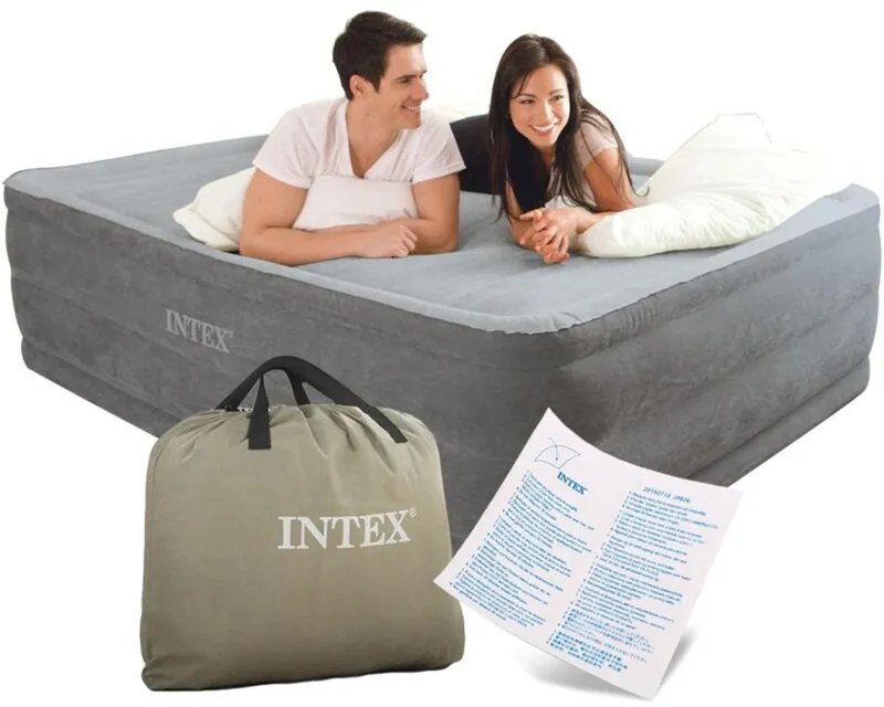 64418 Materasso Comfort Plush Fiber Tech Gonfiabile 152x203x56 cm - Intex