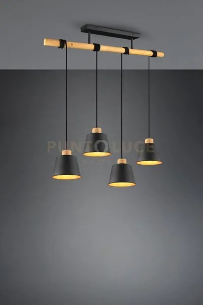 Harris sospensione 4 diffusori metallo nero interno oro con struttu...