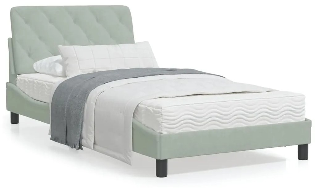 Giroletto Senza Materasso Grigio Chiaro 100x200 Cm Velluto /