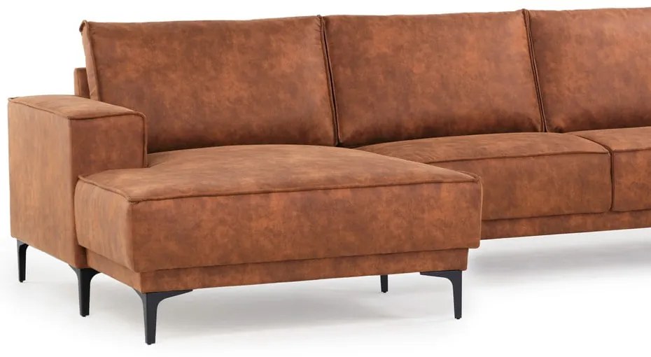 Divano angolare in similpelle marrone cognac (angolo sinistro) Copenhagen - Scandic