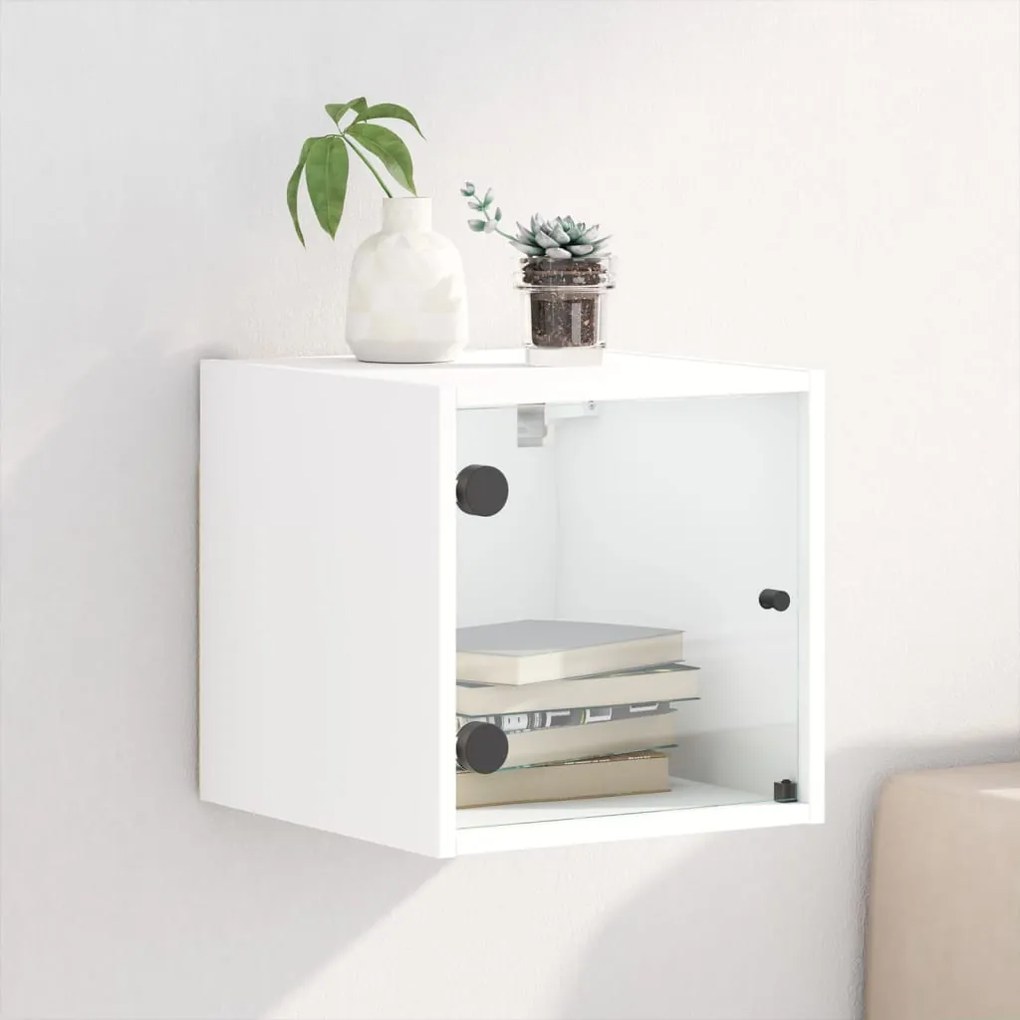 Comodino Con Anta İn Vetro Bianco 35x37x35 Cm /