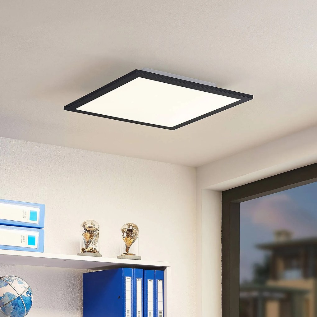 Pannello LED Lindby Nelios, 40 x 40 cm, 4.000K, nero, metallo