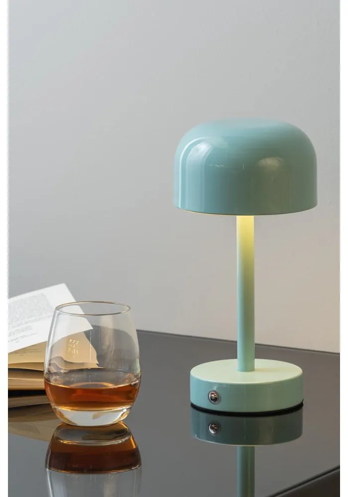 Lampada da tavolo a LED di colore azzurro con paralume in metallo (altezza 24,5 cm) James - Leitmotiv