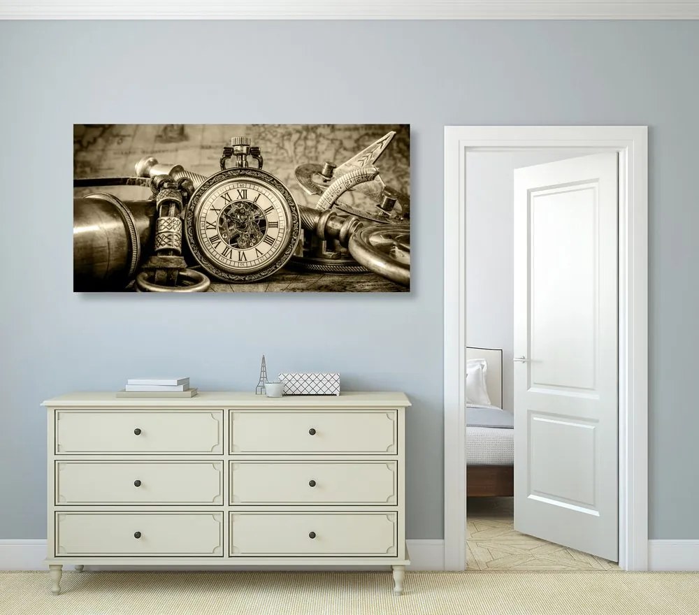Quadro su tela – Orologi del passato in seppia
