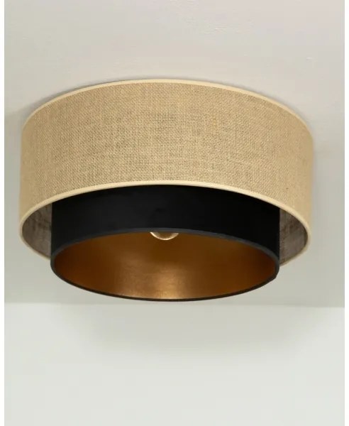 Lampada da soffitto SARTA 1xE27/60W/230V Ø 45 cm nero/iuta