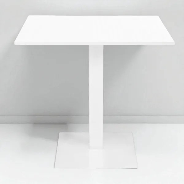 Tavolo bar ristorante 80x80 cm base bianca piano laminato Bianco frassino H 75