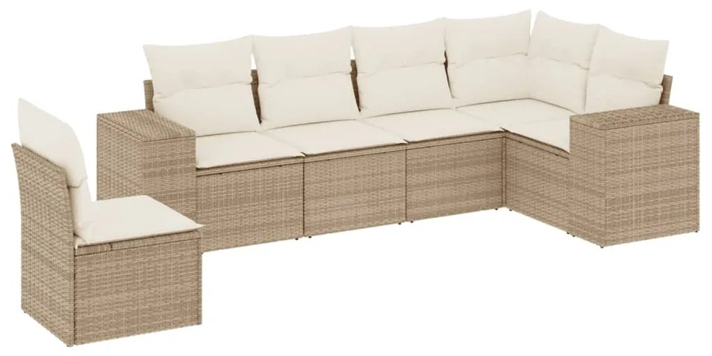 Set Divano da Giardino 6 pz con Cuscini Beige in Polyrattan