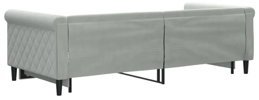 Divano letto con letto estraibile grigio chiaro 90x200 velluto