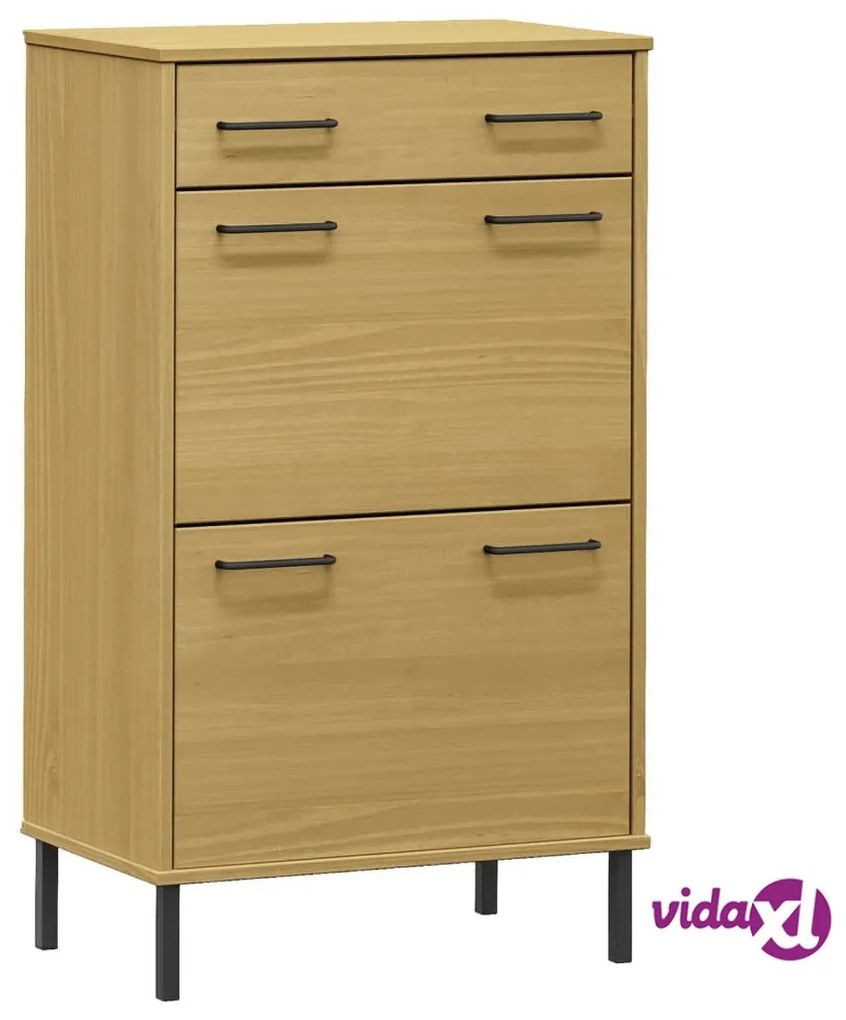 vidaXL Scarpiera con Gambe Metallo Marrone Legno Massello di Pino OSLO