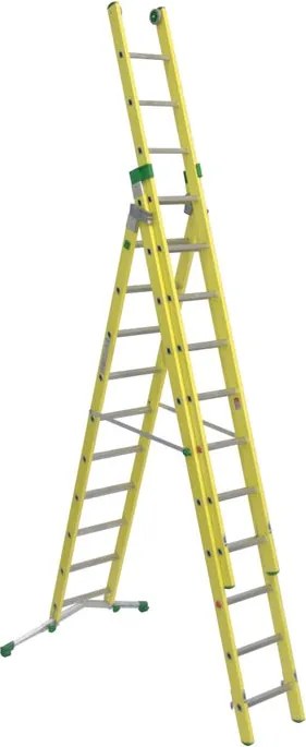 Scala a sfilo FACAL SUPER Vetroprima in fibra di vetro 3 rampe da 11 gradini portata massima 150 kg EN 131 per lavori fino a 9 m