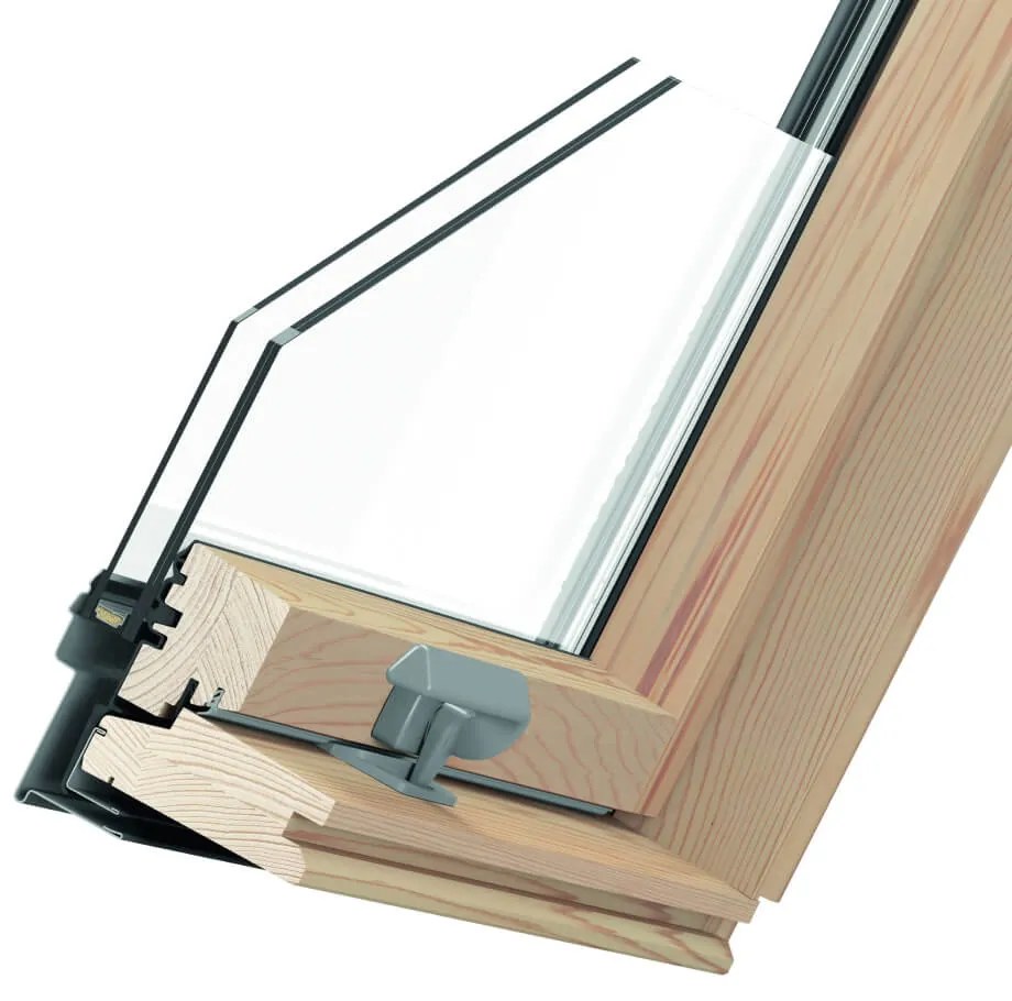 Finestra per tetti, legno, Solid Pine, apertura a bilico, 55x78 cm, legno naturale di pino, esterno grigio antracite simile a RAL 7016