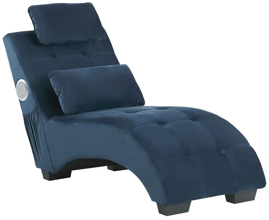 Chaise longue velluto blu con casse bluetooth SIMORRE Beliani
