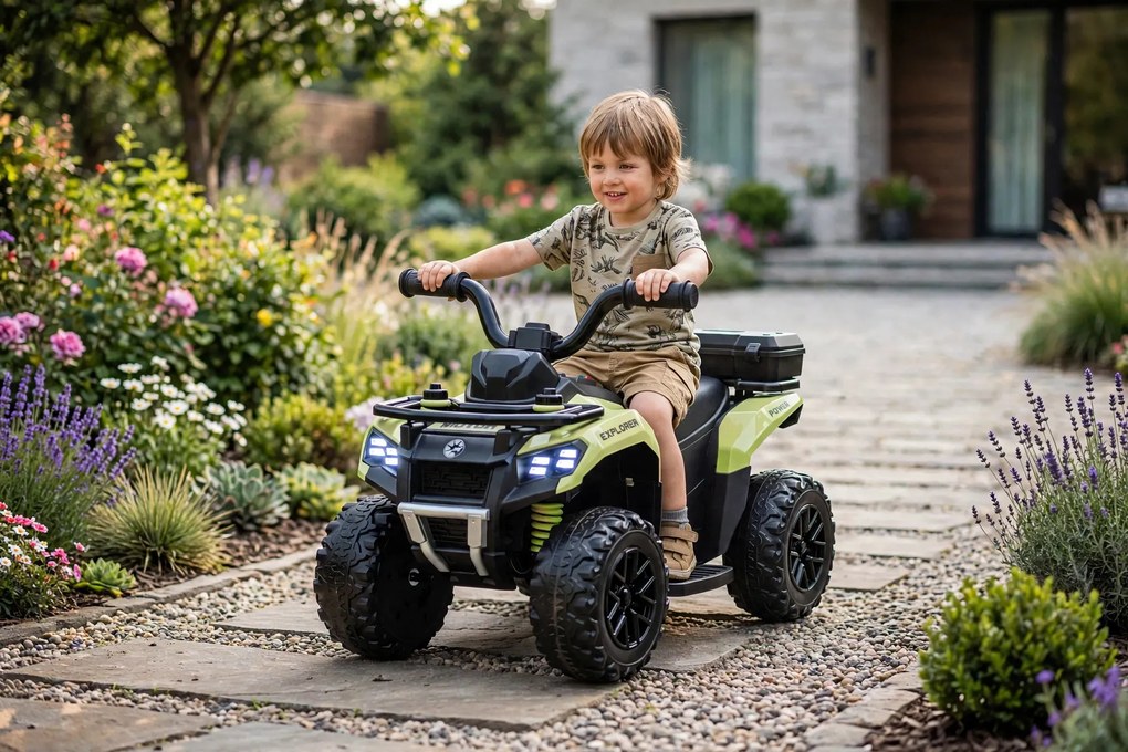 Quad Elettrico per Bambini Safari 6V con Bauletto Posteriore Verde...