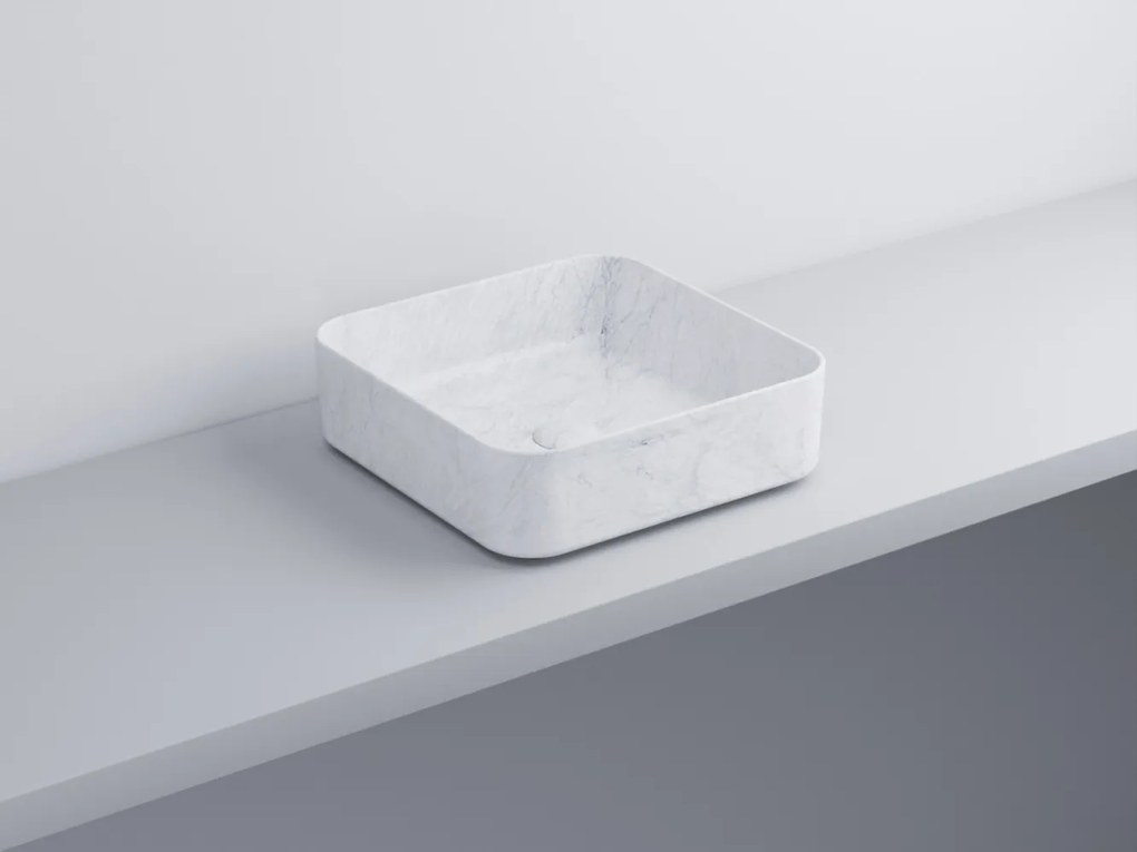 Cielo Shui Comfort lavabo da appoggio 40x40 quadrato senza troppopieno carrara statuario