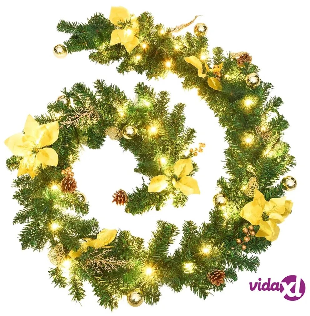 vidaXL Ghirlanda Natalizia con Luci a LED 2,7 m in PVC Verde