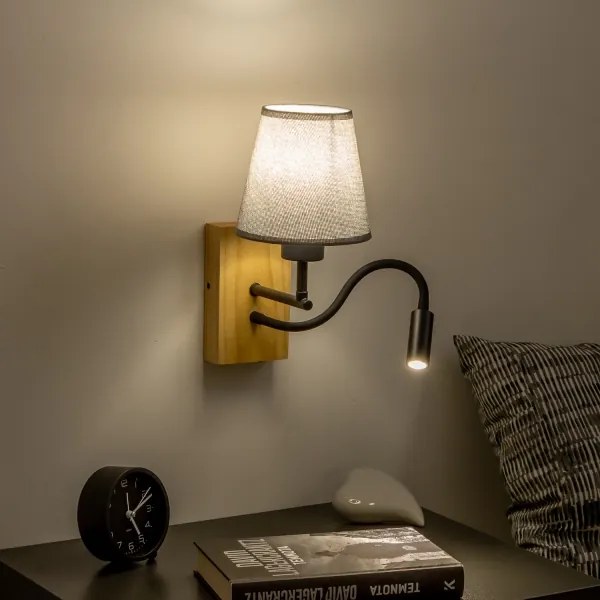 Brilagi - Applique a LED NUBILA WOOD 1xE27/25W/230V + LED/3W quercia/grigio