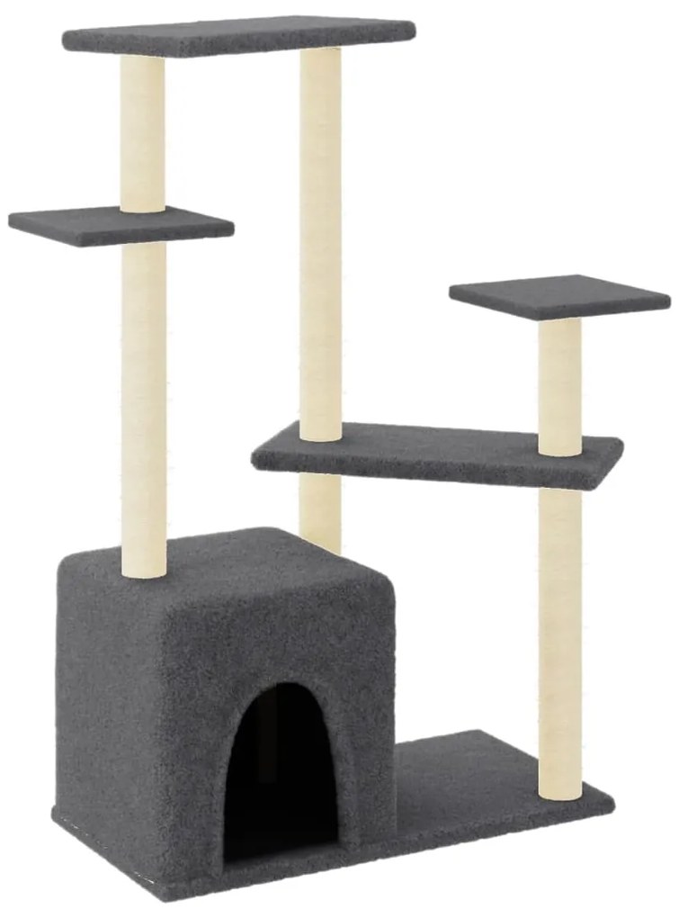 Albero per gatti con tiragraffi in sisal grigio scuro 107,5 cm