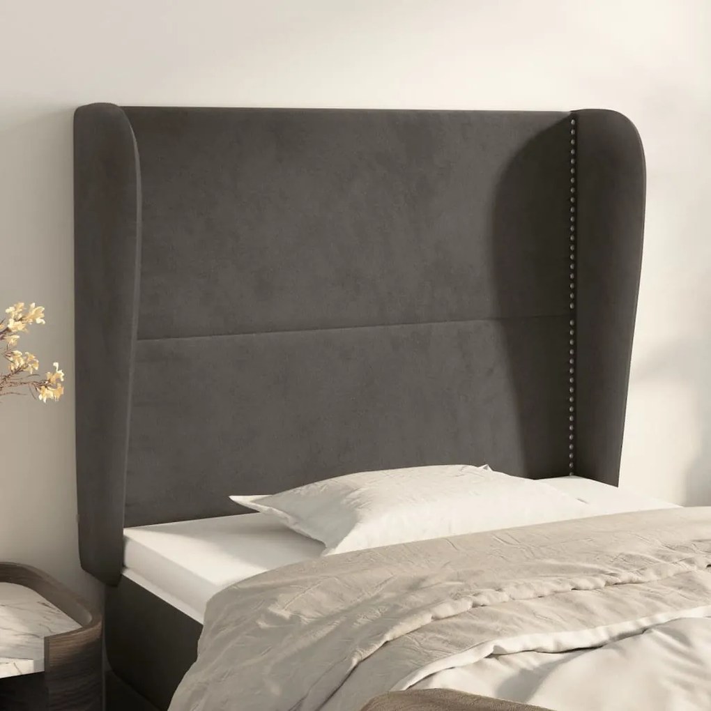 Testiera Ad Orecchio Grigioscuro 103x23x118/128cm İn Velluto /