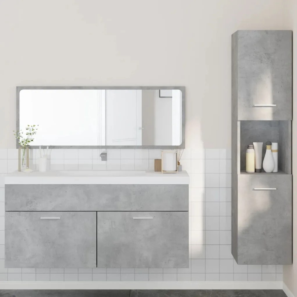 Set mobili da bagno 3 pz grigio cemento in legno multistrato