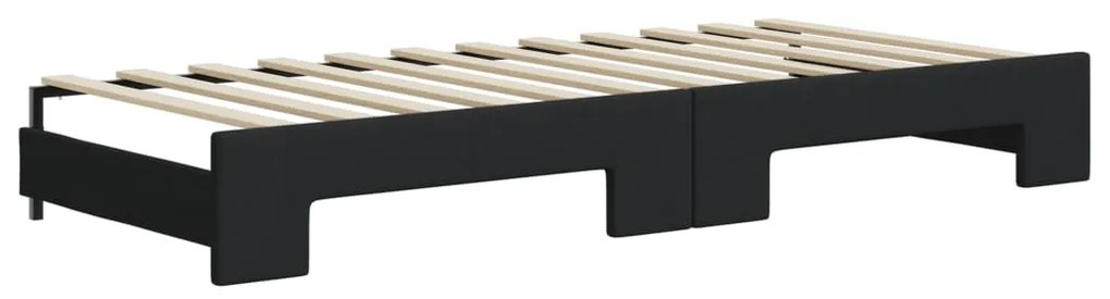 Divano letto estraibile con materassi nero 90x200 cm in tessuto