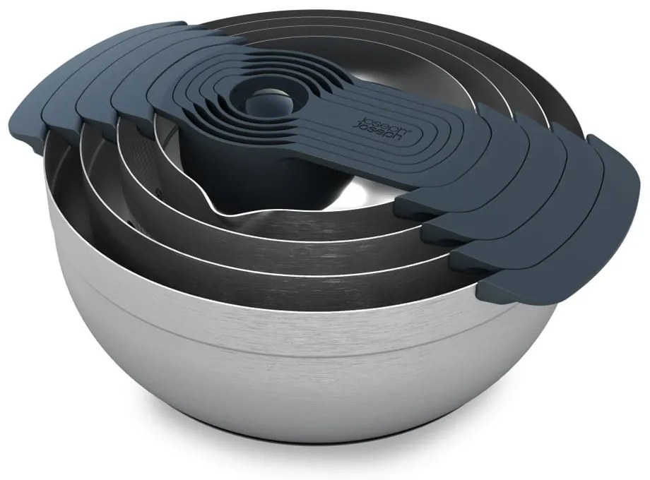 Ciotole in argento lucido in set di 9 pezzi Nest 100 Collection - Joseph Joseph