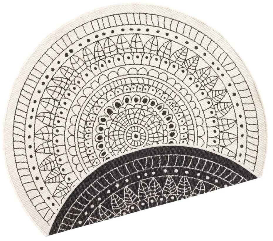 Tappeto da esterno nero e crema , ⌀ 140 cm Porto - NORTHRUGS