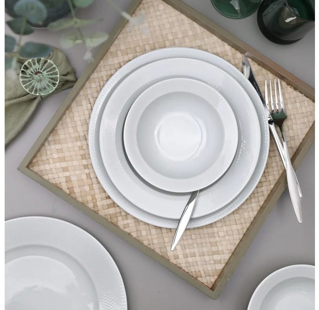 Set da tavola 18 pezzi in porcellana bianca