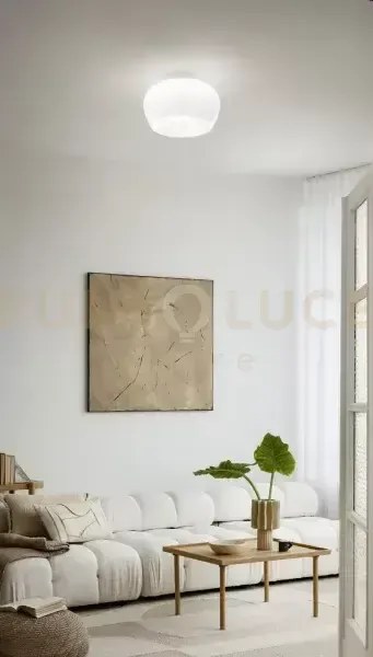 Plafoniera in vetro e metallo bianco lucido kave led 20w 3000k cri?...