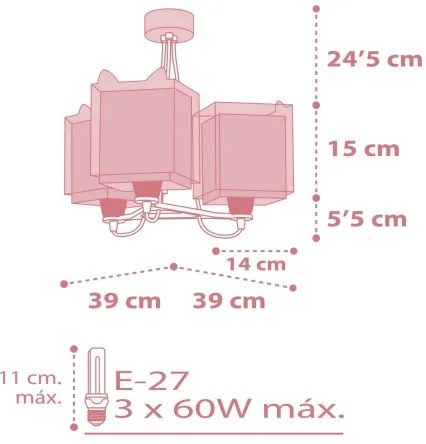 Dalber 64587 - Lampadario per bambini LITTLE FOX 3xE27/60W/230V