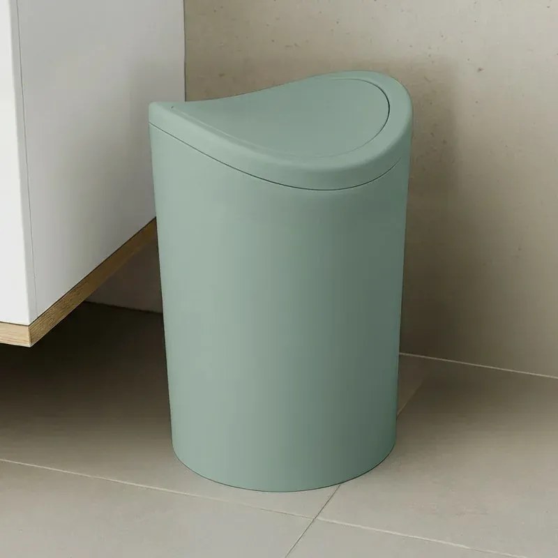 Pattumiera bagno in polipropilene verde 6 Lt con coperchio basculante