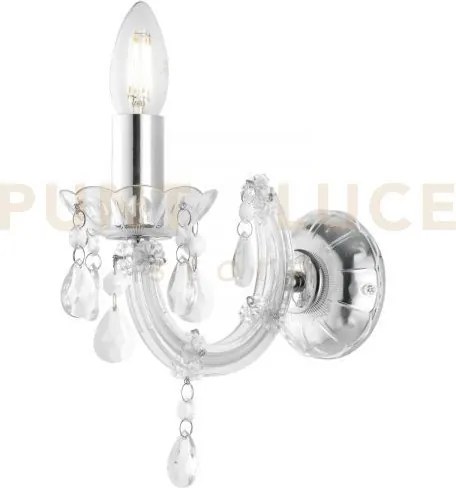 Applique a parete houston trasparente 1 luce attacco e14 22x22x21cm