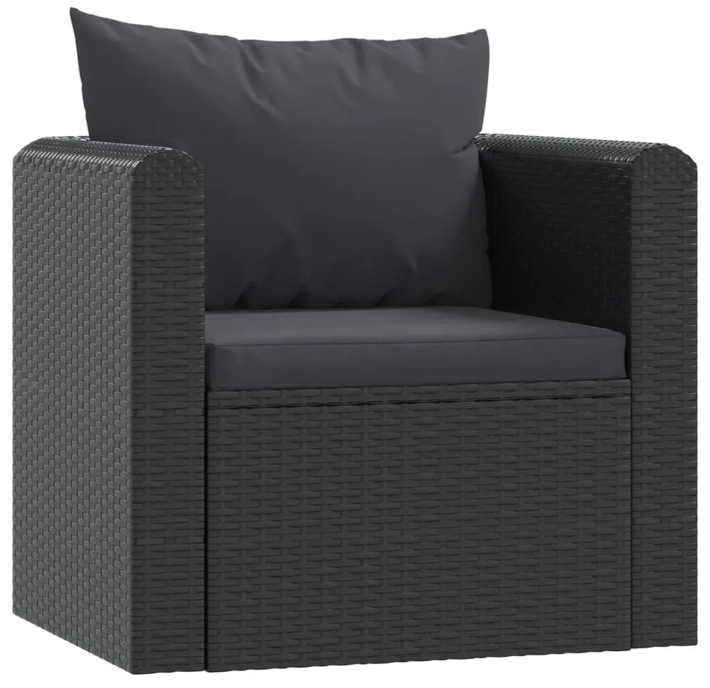 Set divani da giardino 7 pz con cuscini in polyrattan nero