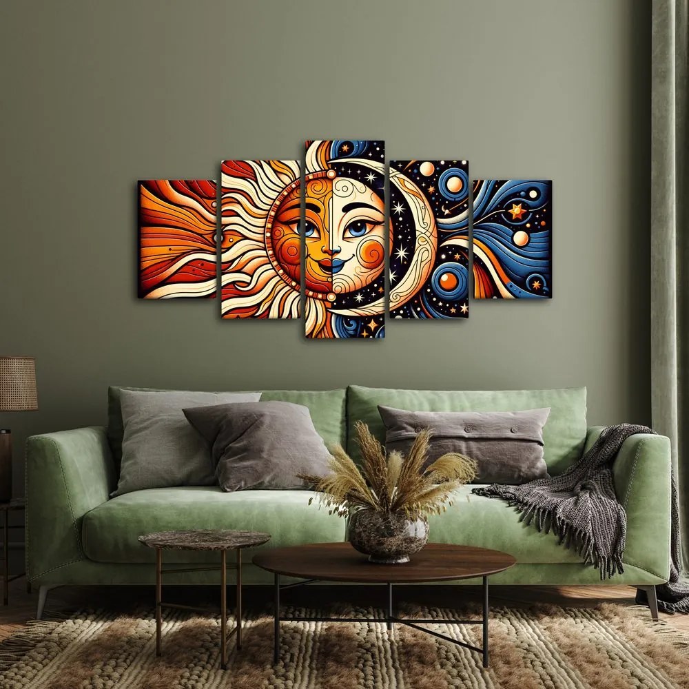 Quadri 5 pezzi – Sole e luna